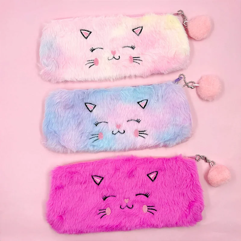 Estojo Pelúcia Gatinha com Pompom