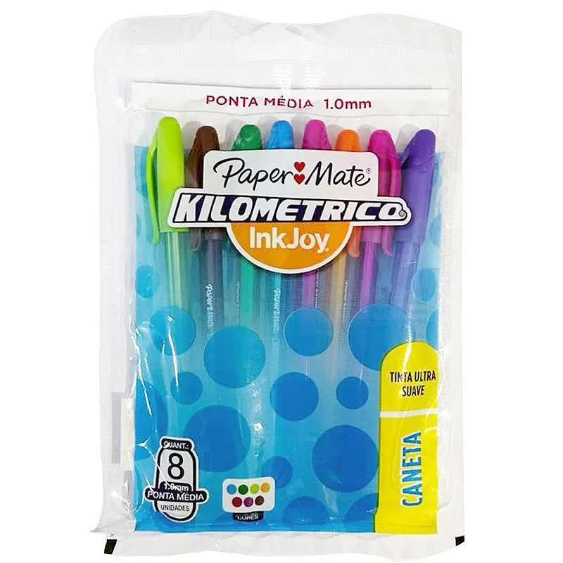 Caneta Kilométrica InkJoy 1.0mm • Estojo 8 Unidades