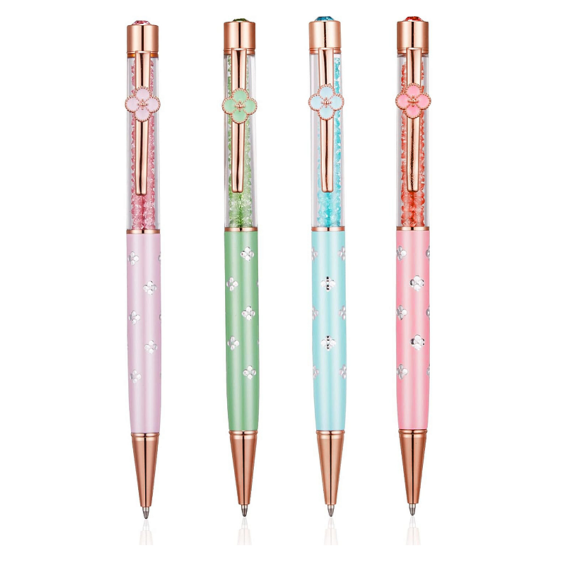 Caneta Esferográfica Luxo Trevo com Cristais 1.0mm