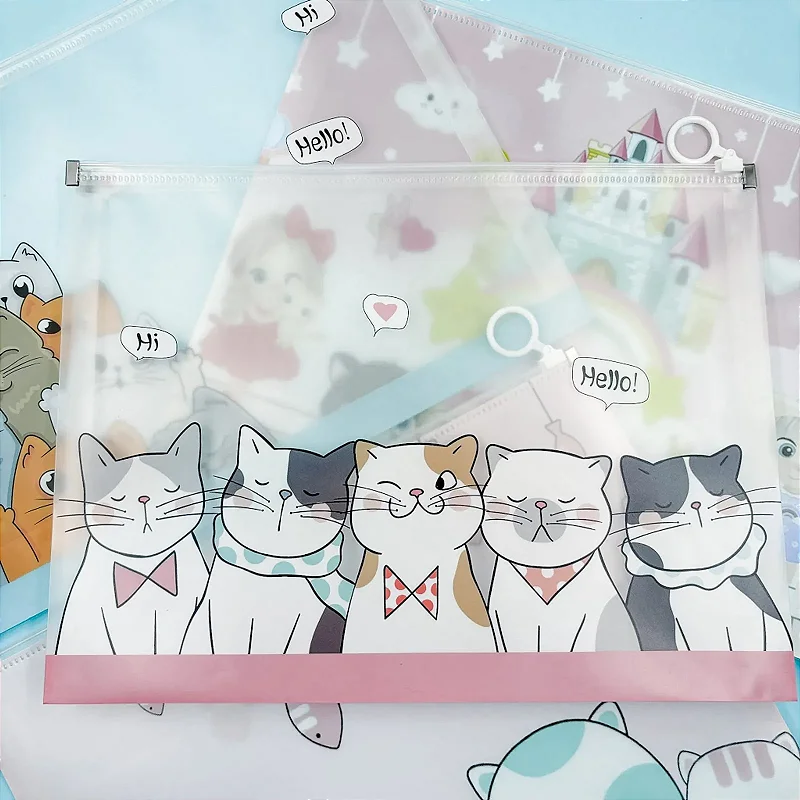 Pasta Plástica Transparente Gatinhos A4