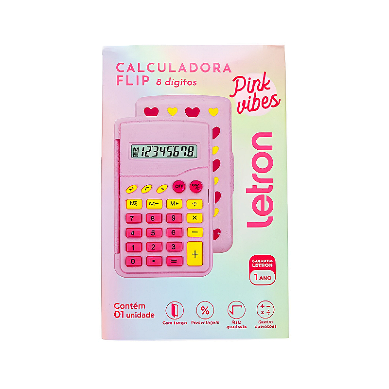Calculadora Flip Pink Vibes • 8 Dígitos