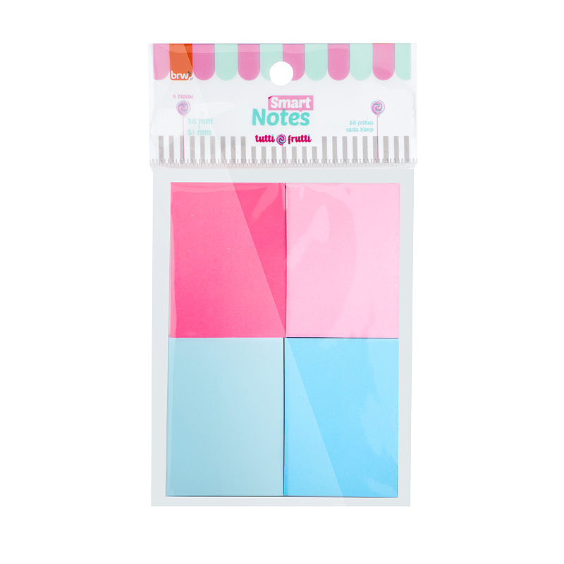 Post It Smart Notes Tutti Frutti 200 Folhas • 4 Unid. 38x51mm