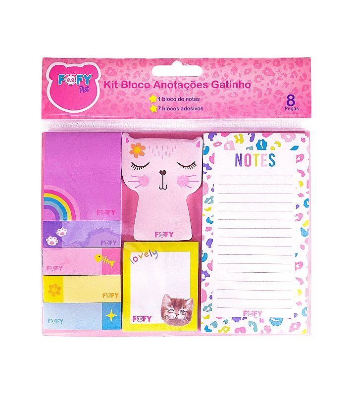 Kit Bloco Anotações Gatinho • 8 Itens