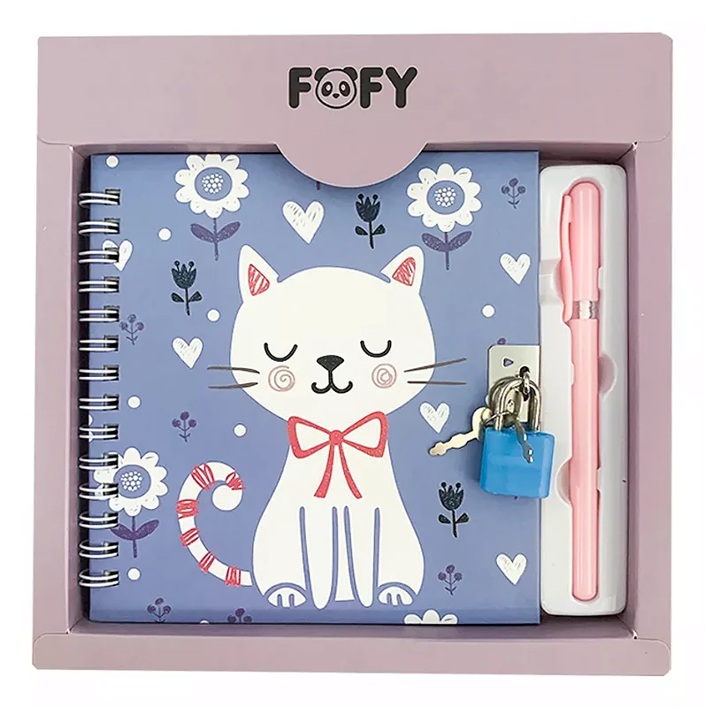 Kit Diário Friend Roxo com Caneta 0.5mm + Cadeado & Chave