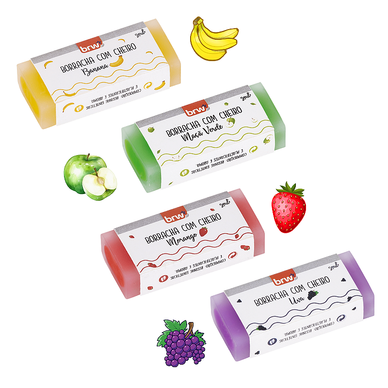 Borracha Transparente de Frutas com Cheirinho