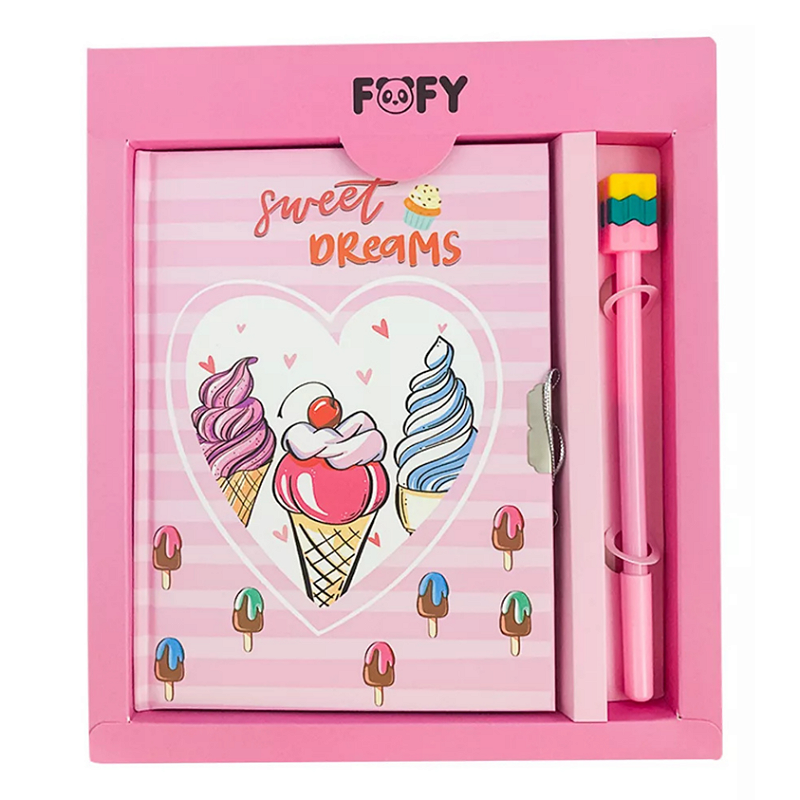 Kit Diário Docinho Gelato com 2 Chaves + Caneta 0.5mm