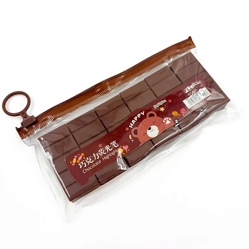 Marca Texto Barra de Chocolate • Estojo 6 Cores