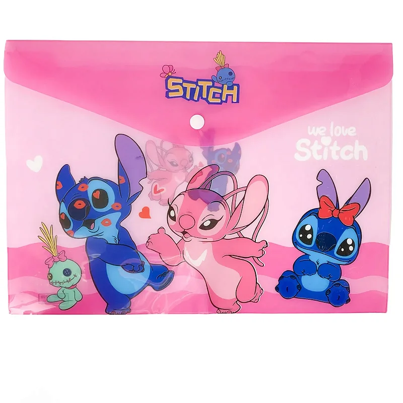 Pasta Plástica com Botão Stitch • A4