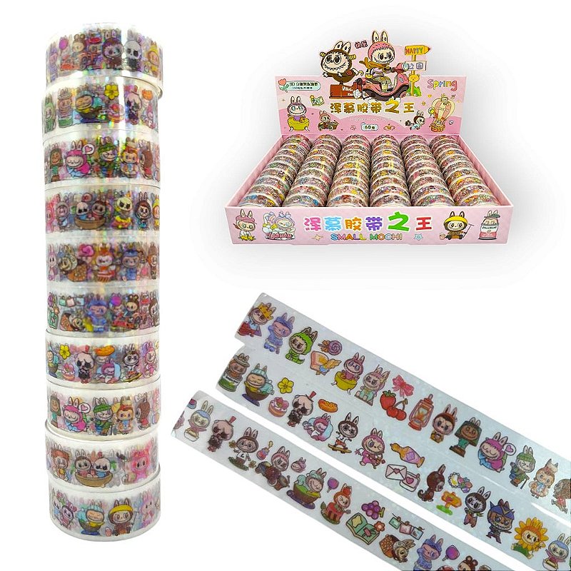 Washi Tape Transparente Holográfica Labubu • 1 Metro