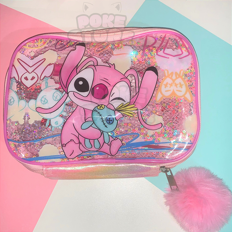 Estojo Baú Box Rosa com Lantejoulas 100 Pens Stitch & Angel