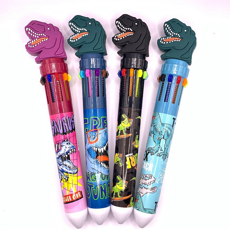 Caneta 10 Cores Dinossauro 0.5mm