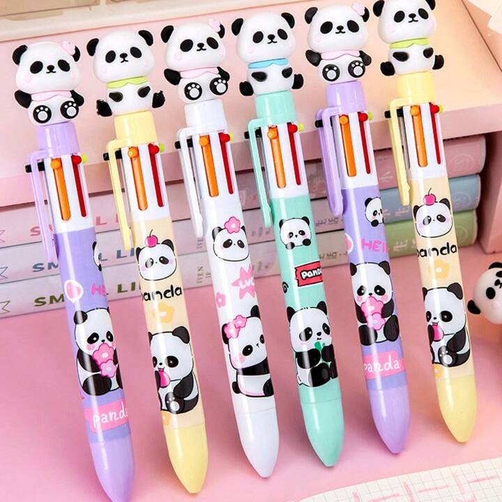Caneta 6 Cores Pandinha Cute 0.5mm