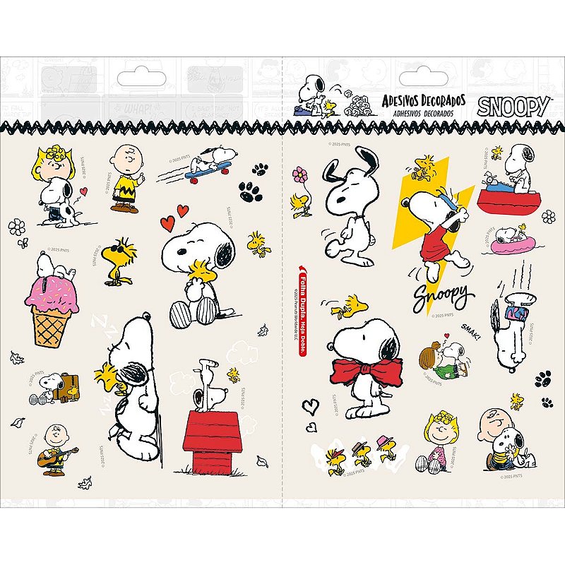 Cartela de Adesivos Decorados Duplo G Snoopy