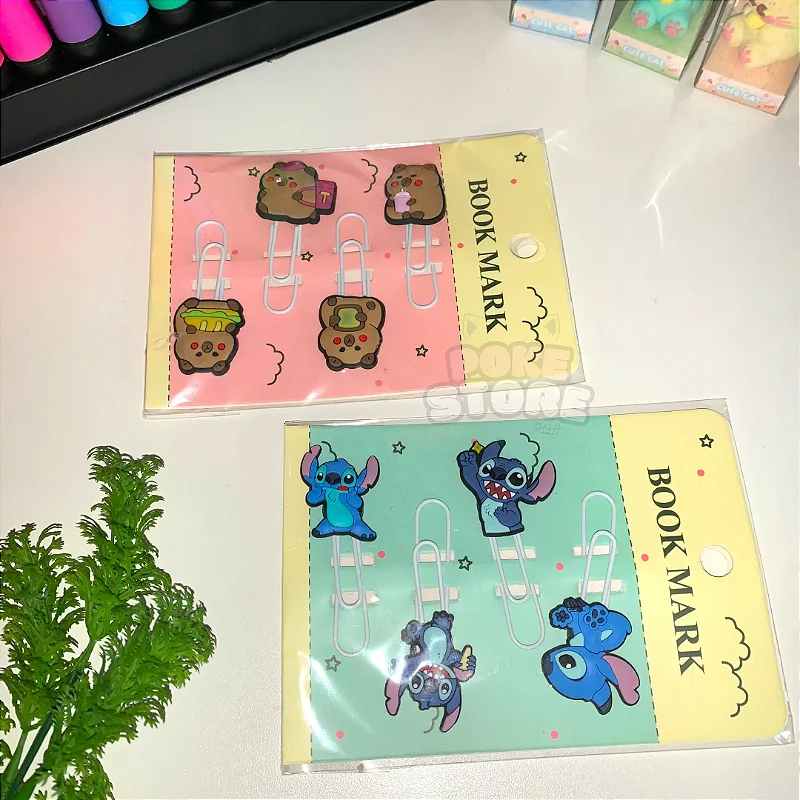 Cartela 4 Clips Decorados Stitch & Capivara