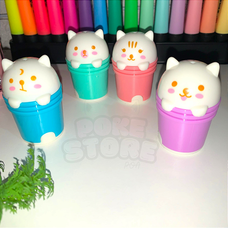 Apontador c/ Depósito + Borracha Cute Cat