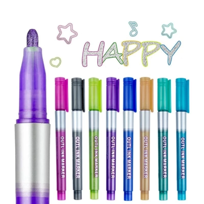 Caneta Marcador Contorno 2 Linhas Outline Marker