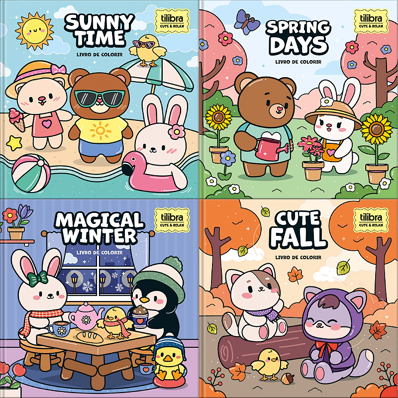 Livro de Colorir Capa Dura Relax Seasons • Cute & Relax