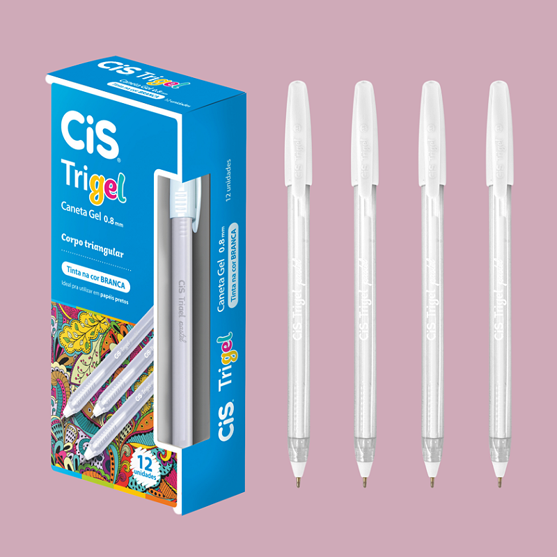 Caneta Gel BRANCA Trigel 0.8mm