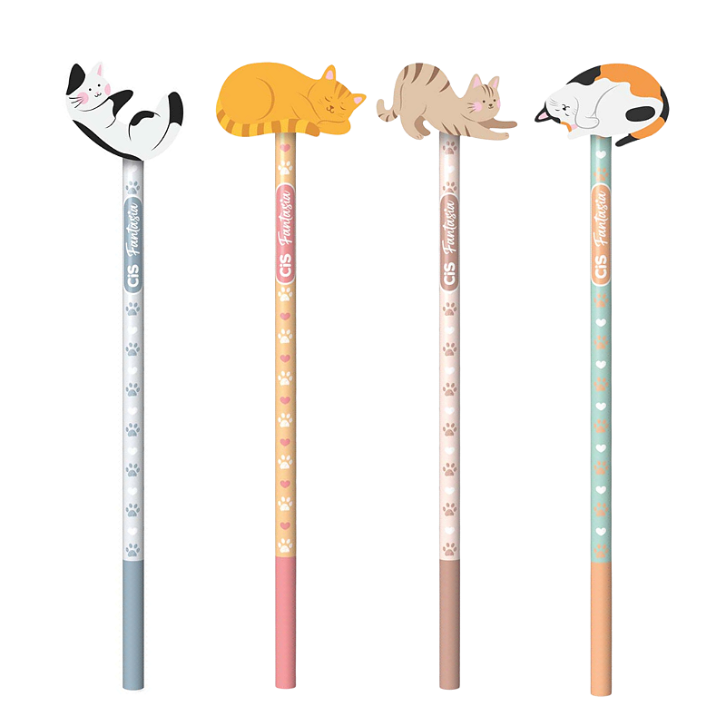 Lápis HB com Borracha Fantasia Gato
