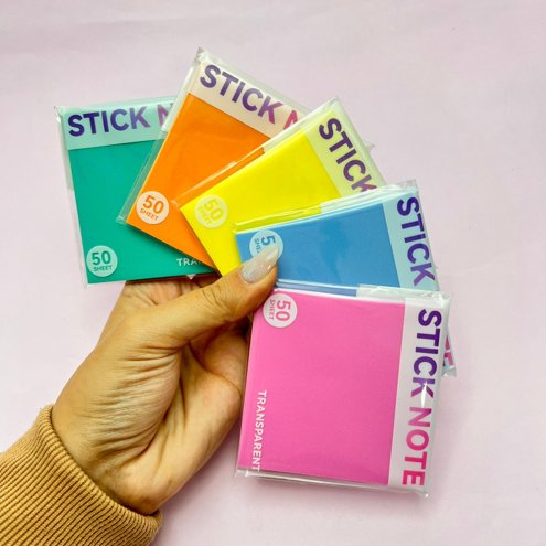 Bloco Adesivado Stick Note Glitter Transparente • 50F