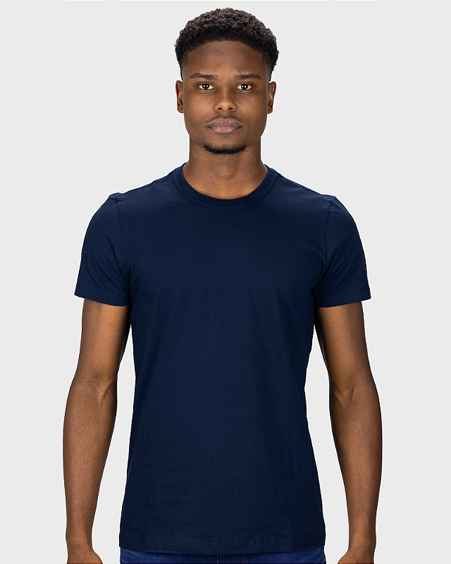 Camiseta Básica Meia Malha  Azul Marinho