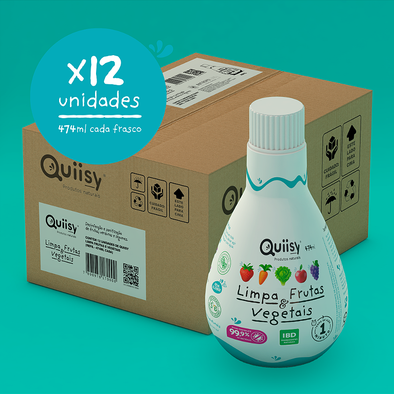 Caixa 12 Unidades Quiisy Limpa Frutas e Vegetais REFIL (474ml cada)