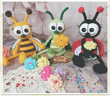 Receita de Abelha Juaninha e Gafanhoto em Amigurumi