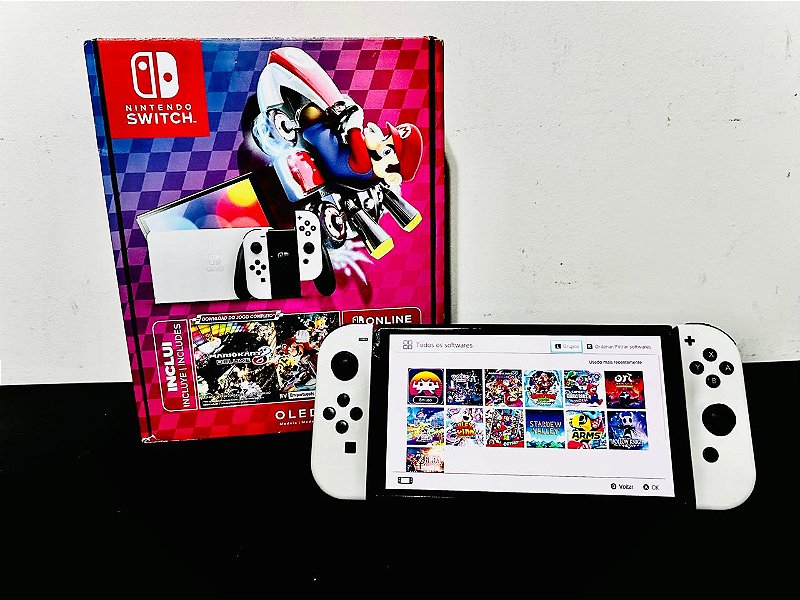 Nintendo Switch 極美品 Nintendo Switch Oled SemiNovo Desbloqueado + SD 256GB + Muitos
