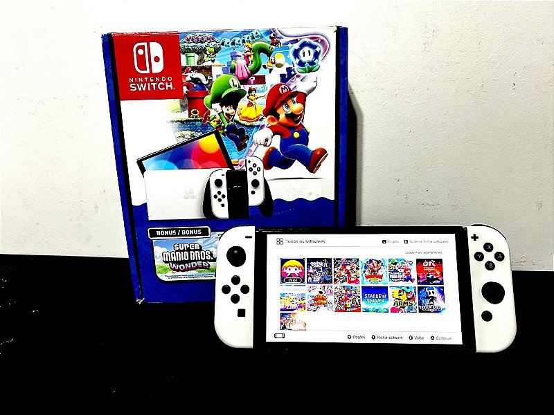 Nintendo Switch Oled SemiNovo Desbloqueado + SD 256GB + Muitos