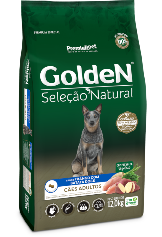 GOLDEN SELEÇÃO NATURAL CAES ADULTO FRANGO E BATATA DOCE 12KG