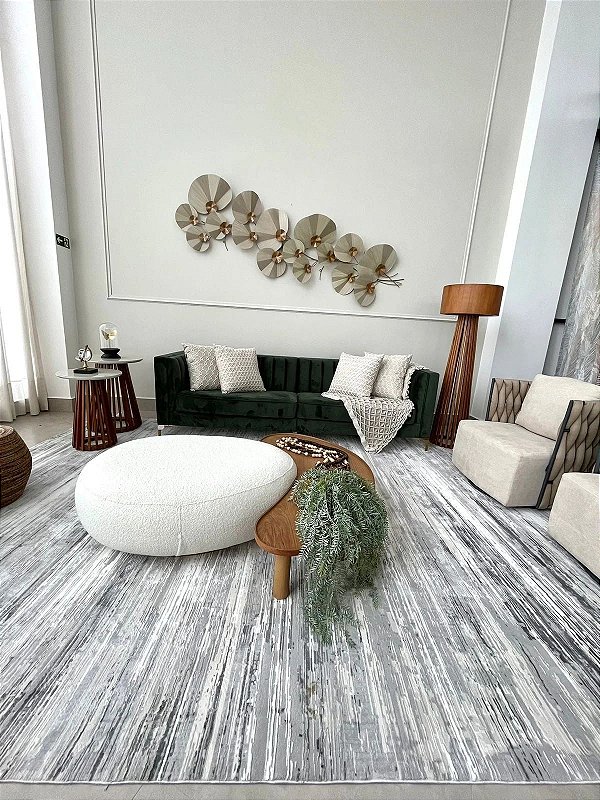 Tapete Névoa Gray/Gray - SOB MEDIDA - 1,60x3,00 - Micro Overloque (Não efetuamos trocas ou devolução)