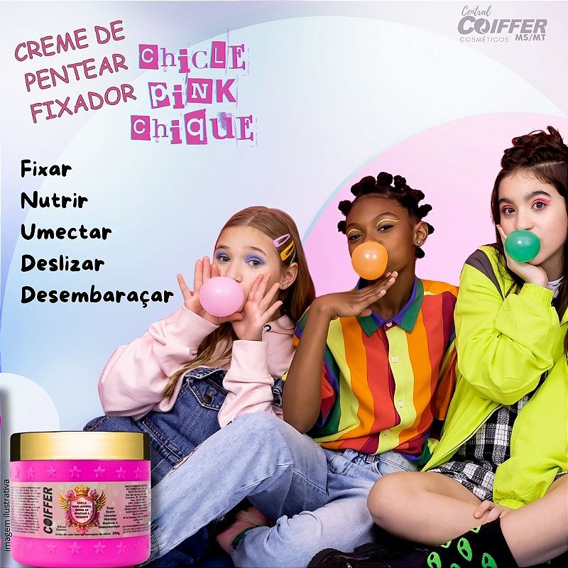 Chicle Pink Chique Creme de Pentear Fixador 350g. Coiffer Cód.6311 ...