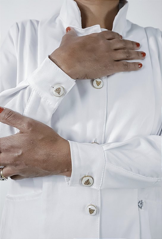 Jaleco Branco |  Gola Padre com Botões Personalizados