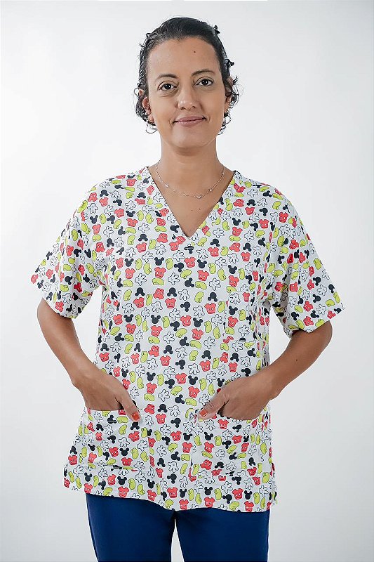 Conjunto Scrub Calça e Camisa | Estampa Mickey Mouse