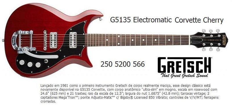 グレッチ　Gretsch electromatic Corvette Guitarra Gretsch G5135 Electromatic Corvette Cherry | MercadoLivre