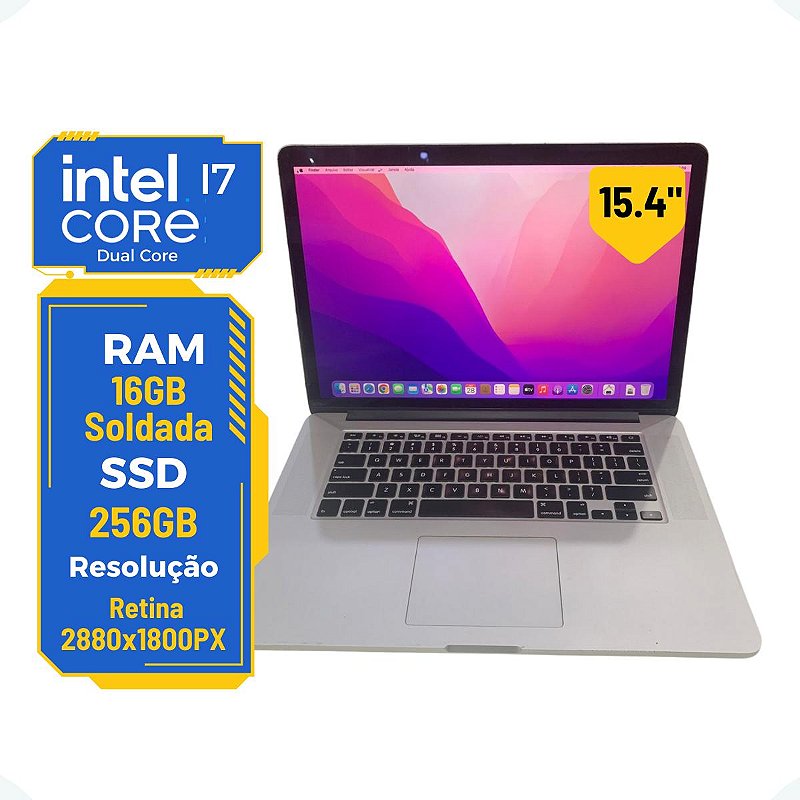 Macbook Pro A1398 15.4 Core i7 Quad Core 16gb SSD 256gb - Ecomtech