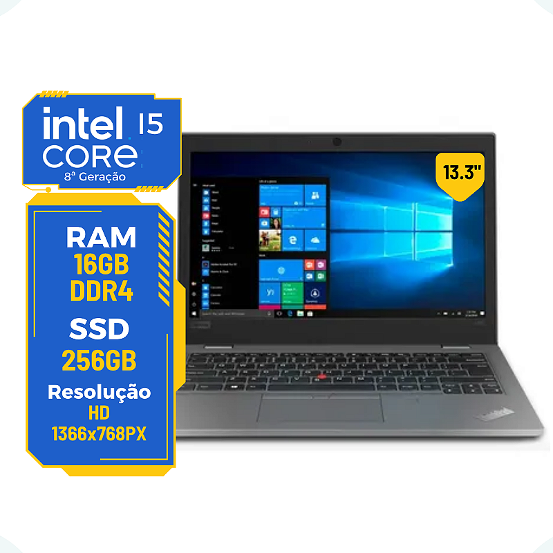 Notebook Lenovo Thinkpad L390 Core i5-8 16gb 256gb Tela 13.3