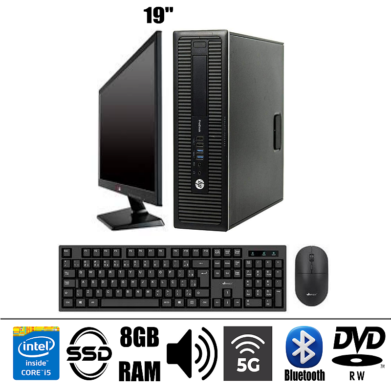 Computador Completo HP Prodesk Core i5 Quarta Geração 3.50 GHZ 8GB SSD 256GB WIFI 5G e Bluetooth. 1 Ano de Garantia. Até 12x Sem Juros/10% OFF Pix. Entrega e Instalação Grátis.