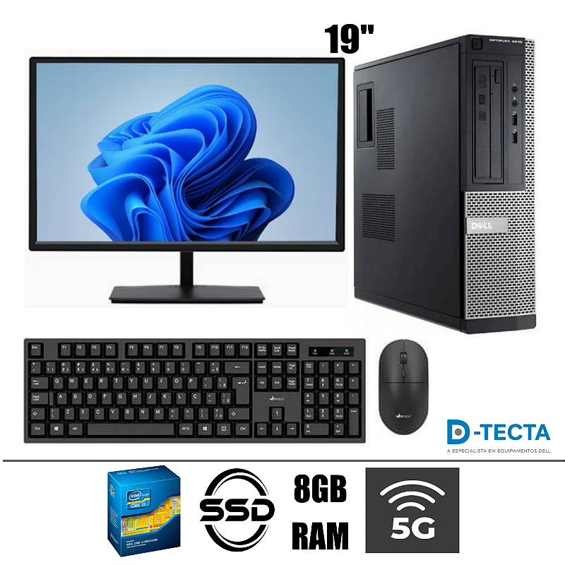 Computador Completo Dell Optiplex Core i3 3.40 GHZ 8GB SSD WIFI 5G e Bluetooth. 1 Ano de Garantia. Até 12x Sem Juros/10% OFF Pix. Entrega e Instalação Grátis.