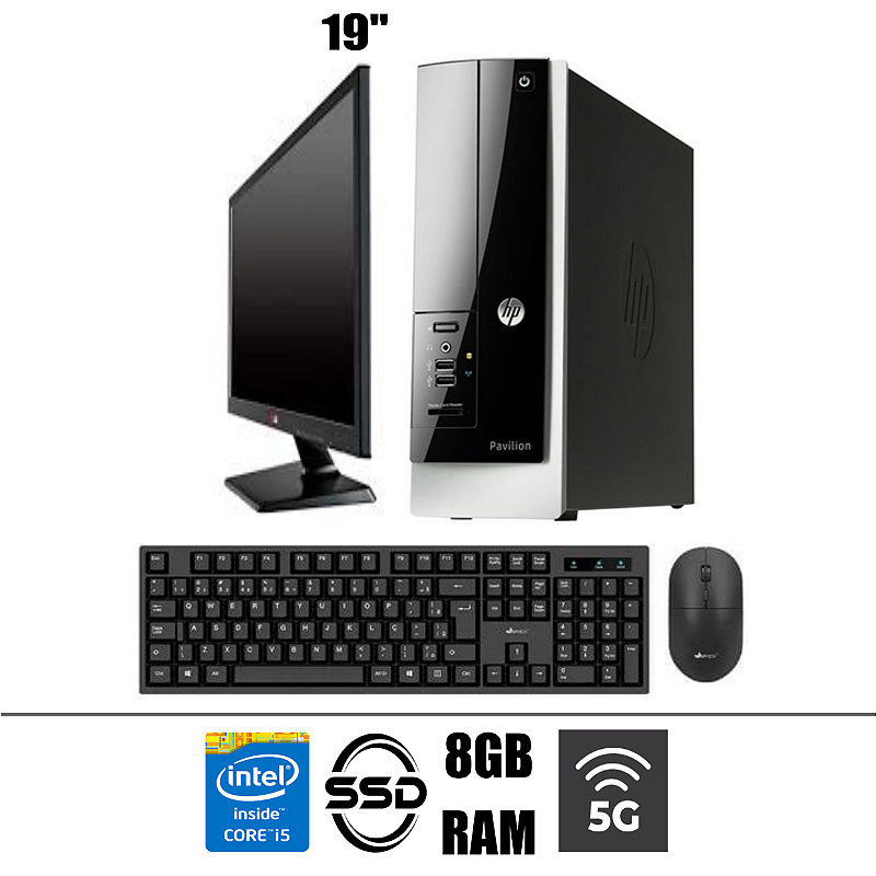 Computador Completo HP Pavilion Core i5 8GB SSD WIFI. 1 Ano de Garantia. Até 12x Sem Juros/10% OFF Pix. Entrega e Instalação Grátis.