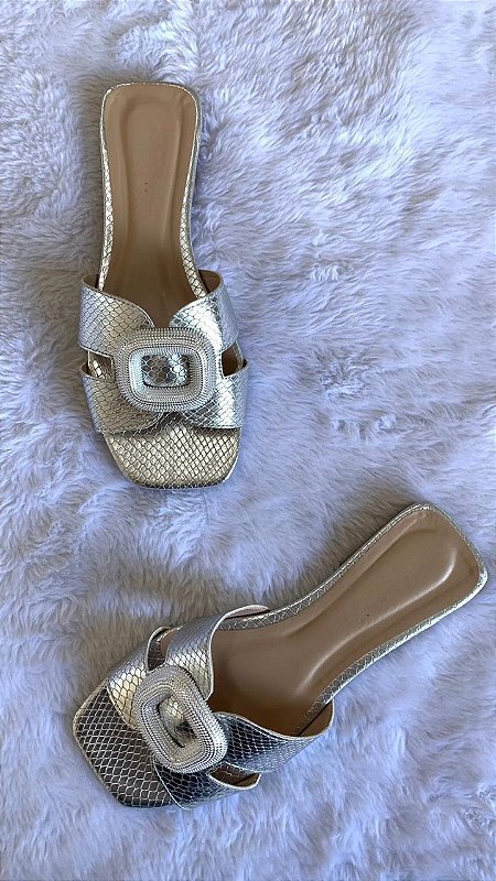 Rasteirinha Prata com enfeite