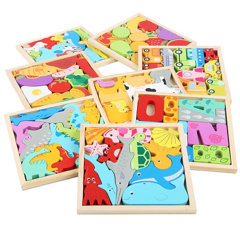 Brinquedo Educativo com 4 Quebra Cabeça Puzzle 3d Madeira - Cubo Store