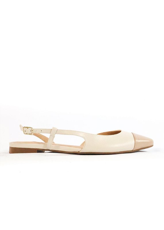 SAPATILHA LUIZA EM COURO OFF WHITE E NUDE