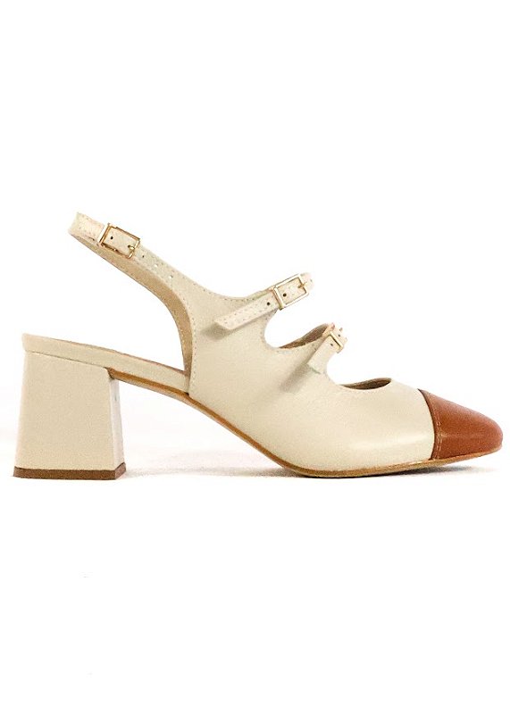 SAPATO EM COURO JULIE NUDE COM CARAMELO