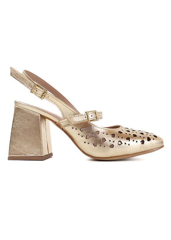 SAPATO EM COURO DUDA DOURADO