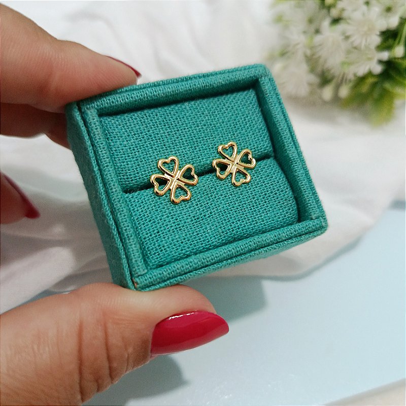 Brinco Trevinho da Sorte - Banhado a Ouro 18k