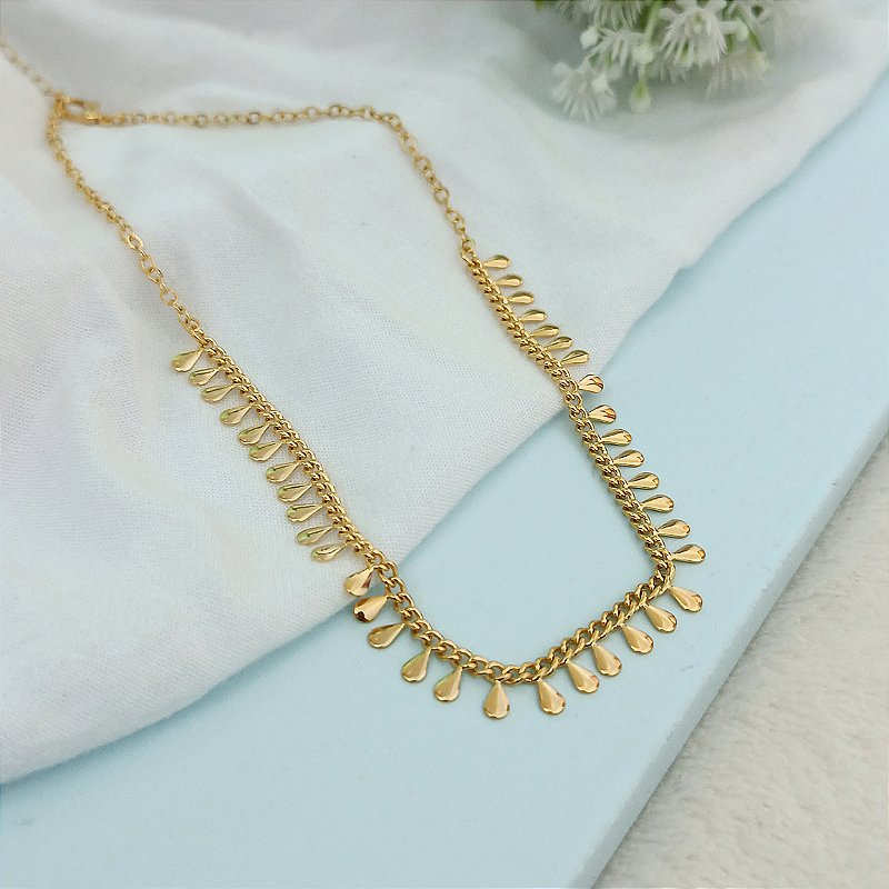 Colar Choker Gotinhas - Banhado a Ouro 18k