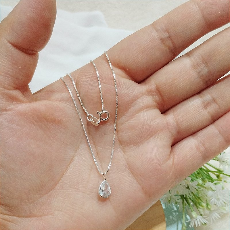 Colar Ponto de Luz Gota - Prata 925