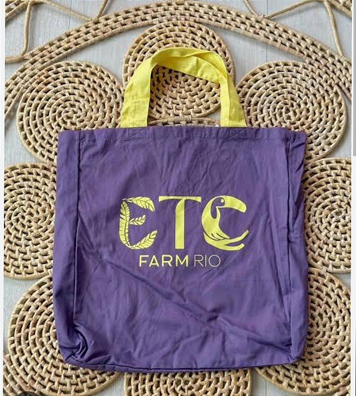 Ecobag Farm Rio Roxa com Alça Amarela – Estampa ETC Tropical - Joá