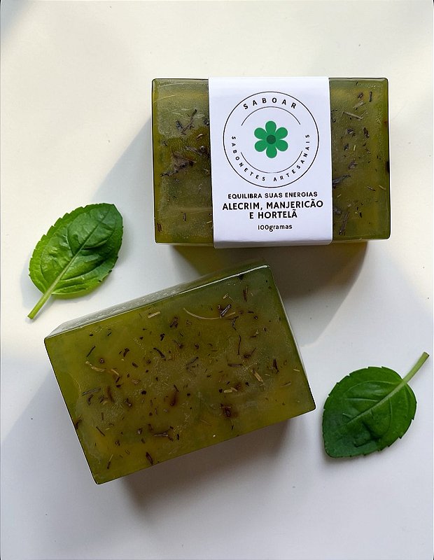Sabonete de Alecrim, Manjericão e Hortelã - Equilíbra suas energias